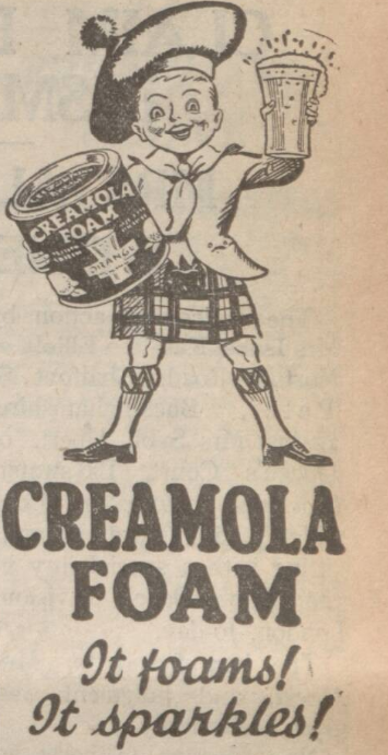 1930s Newspaper advert for Creamola Foam.