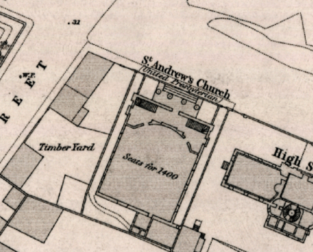 St. Andrew's United Presbyterian Church. 1849 OS Town Plan. Reproduced with the permission of the National Library of Scotland