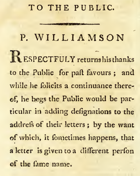 Williamson's note on how to address your post.