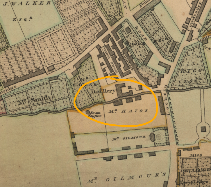 Haig's Lochrin Distillery. Kirkwood's 1817 Town Plan. Reproduced with the permission of the National Library of Scotland