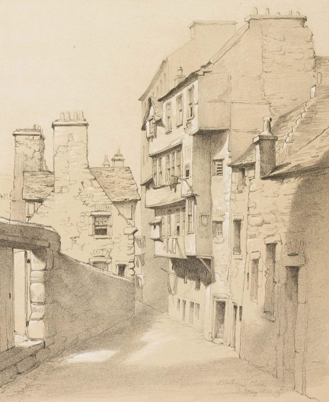 Dickson's Close, an 1879 sketch, but hardly changed from 150 years previous. James Drummond. © Edinburgh City Libraries