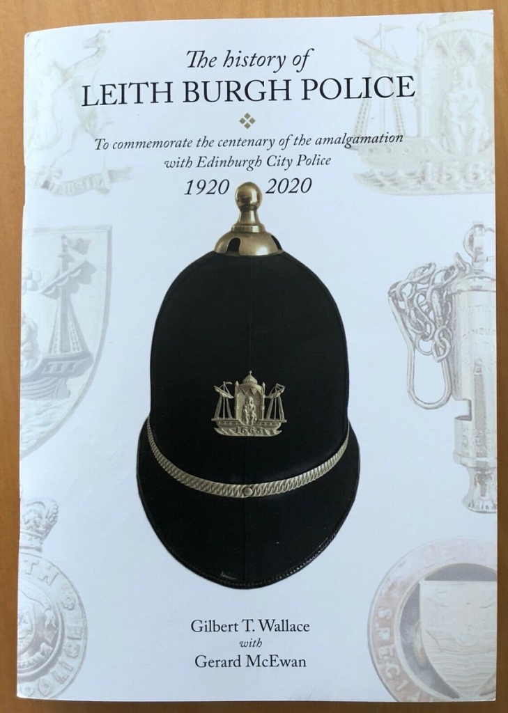 Leith Police helmet and badge from book cover