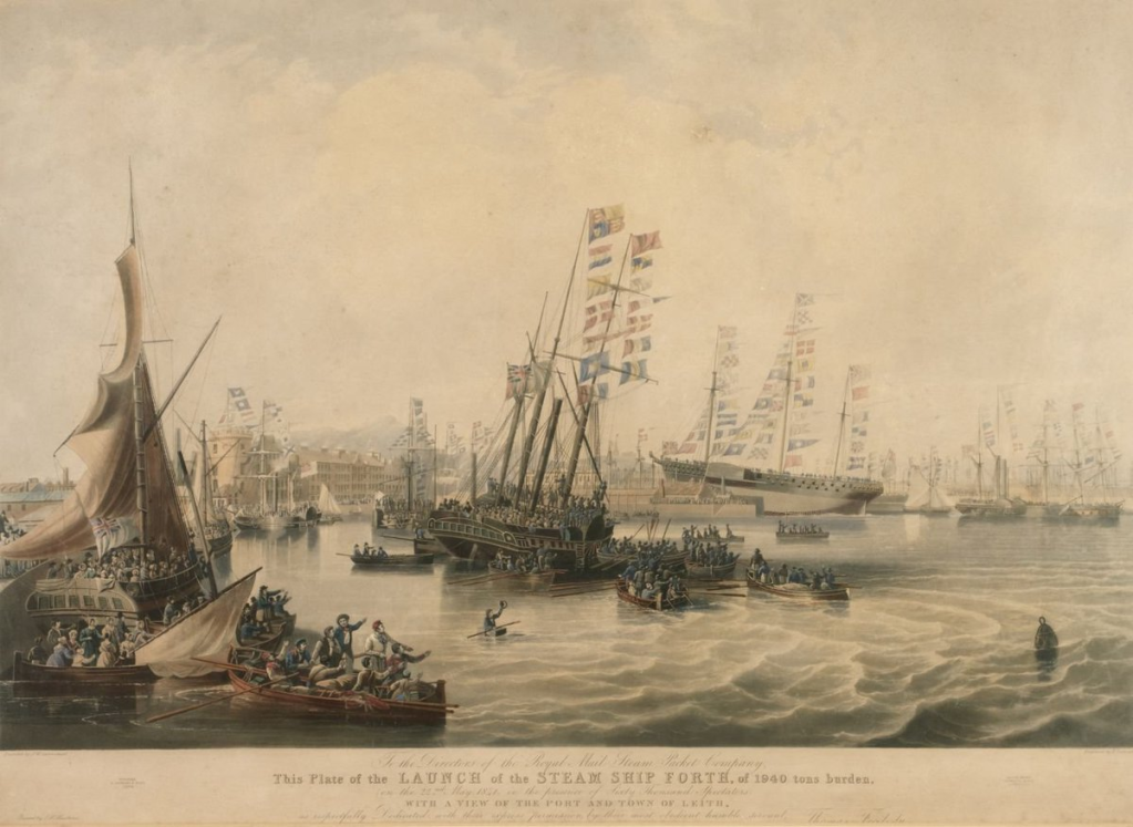 The Launch of the Steam Ship Forth by Thomas Freebody, 1842.
