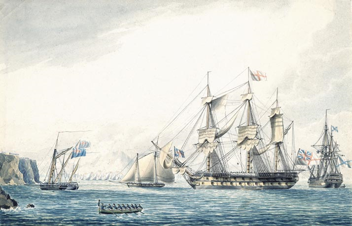 Anglo-Russian naval cooperation, 1799-1807, a painting by Thomas Buttersworth, 1799. © National Maritime Museum