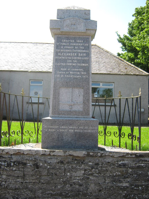 Bain's monument in Watten, Caithness. CC-by-SA 2.0 Paul Simonite