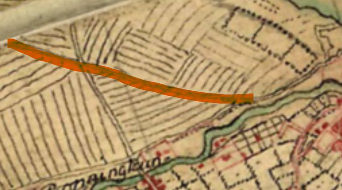 Roy's map, c. 1755. Road highlighted from Leith Mount to Laverockbank. Reproduced with the permission of the National Library of Scotland