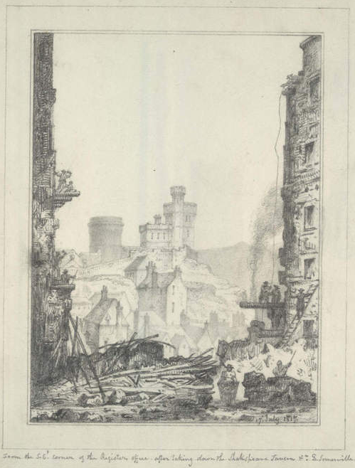 Demolition of Shakespeare Square as seen from the south east corner of the Register Office. Daniel Somerville, 1817 © Edinburgh City Libraries