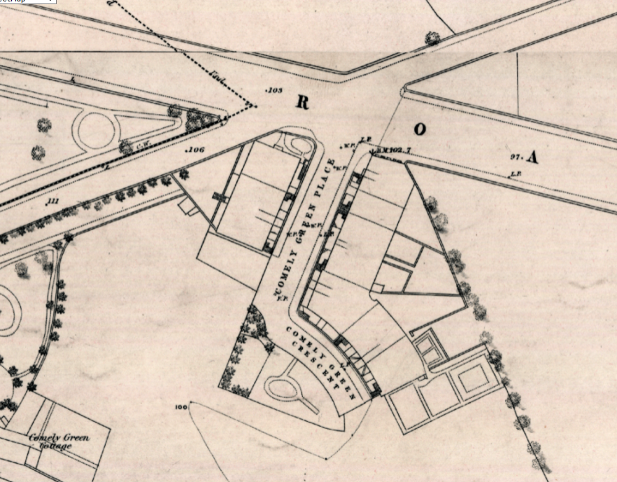 Comely Green Place and Crescent, OS Town Plan of 1849. Reproduced with the permission of the National Library of Scotland
