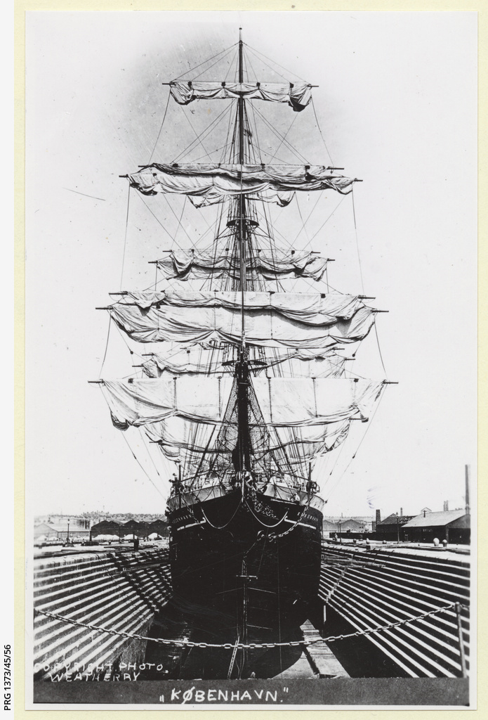 Kobenhavn in dry dock in Australia, photo from the Edwardes Collection of the State Library of South Australia
