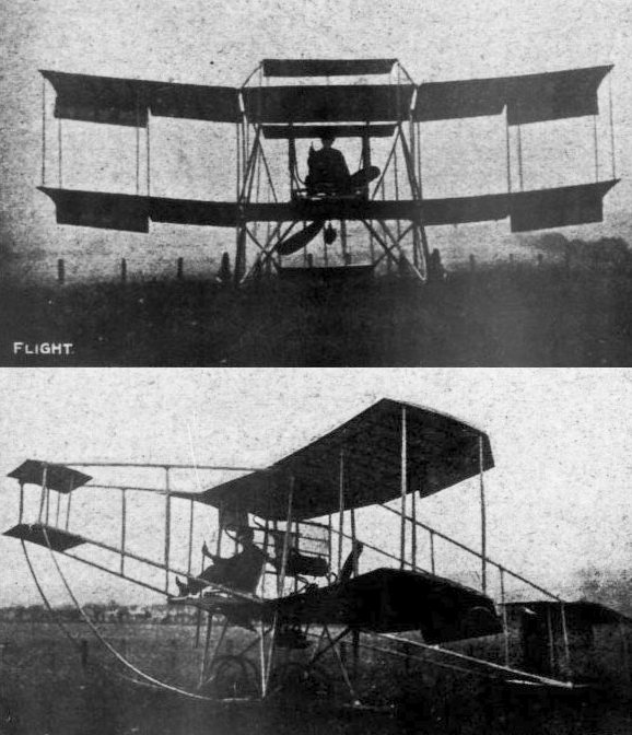 Caledonia No. 2, from photos submitted by John Gibson in August 1910, before it had managed a controlled flight. His son is at the controls.