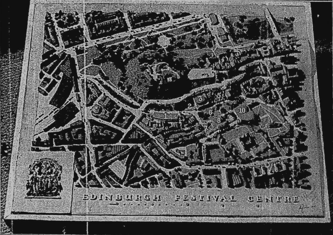 Official looking model of the unofficial Edinburgh Festival Centre, Scotsman 01/08/49