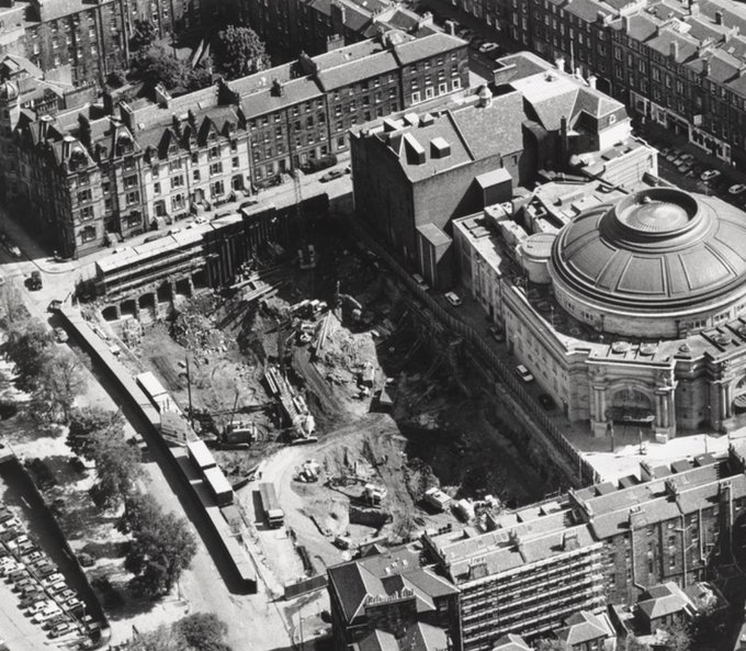Castle Terrace gap site, Royal Lyceum and Usher Hall, Unknown credit, 1989, Photograph © Edinburgh City Libraries